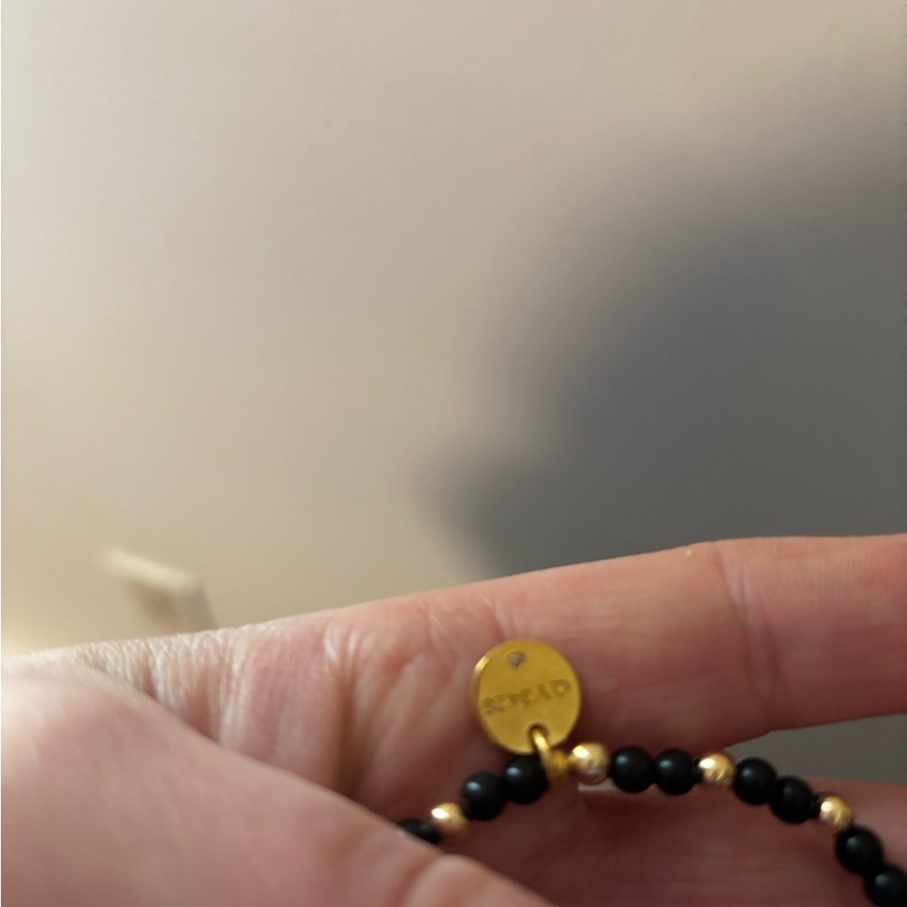 "Worth It" Little Words Project Black and Gold Beaded Stretch Bracelet - Picture 3 of 3